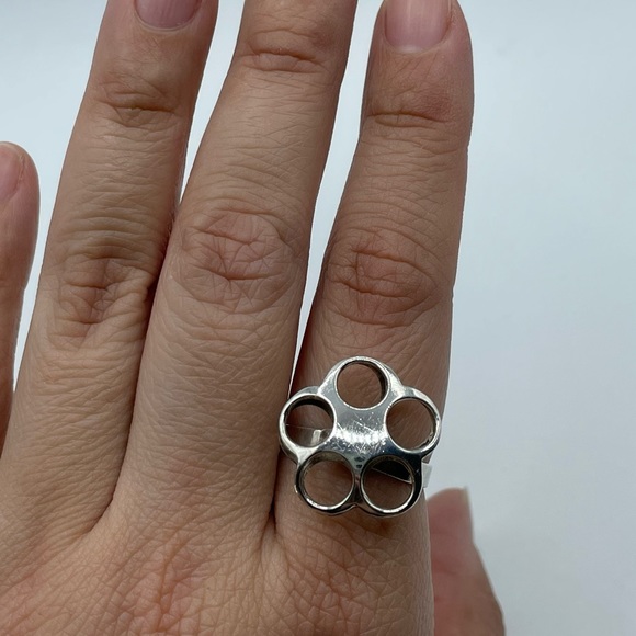 Vintage Retro Sterling Silver 925 Flower Ring - Picture 1 of 11